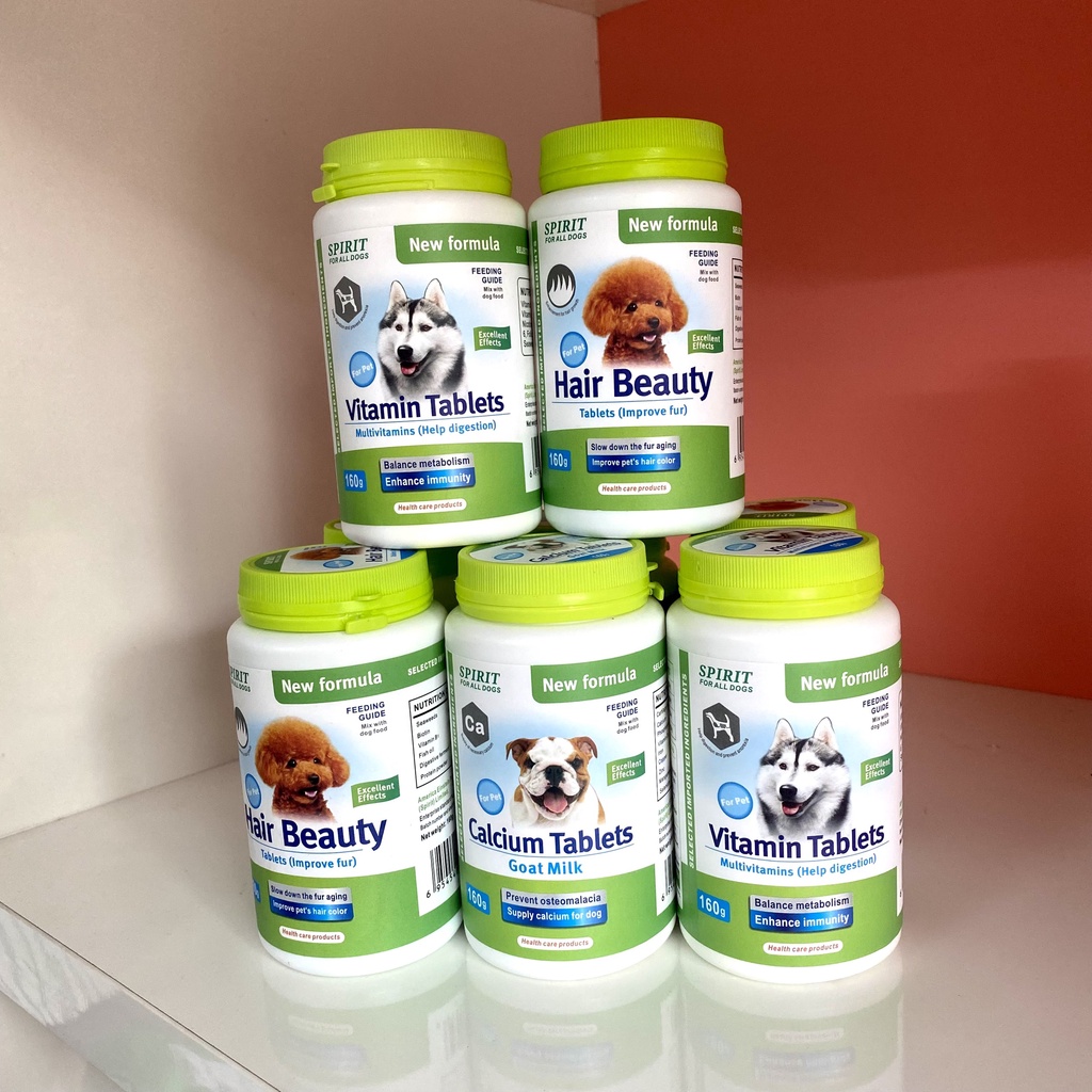 Vitamin Spirit bổ sung canxi, vitamin tổng hợp, dưỡng lông cho chó (lọ 160gram)