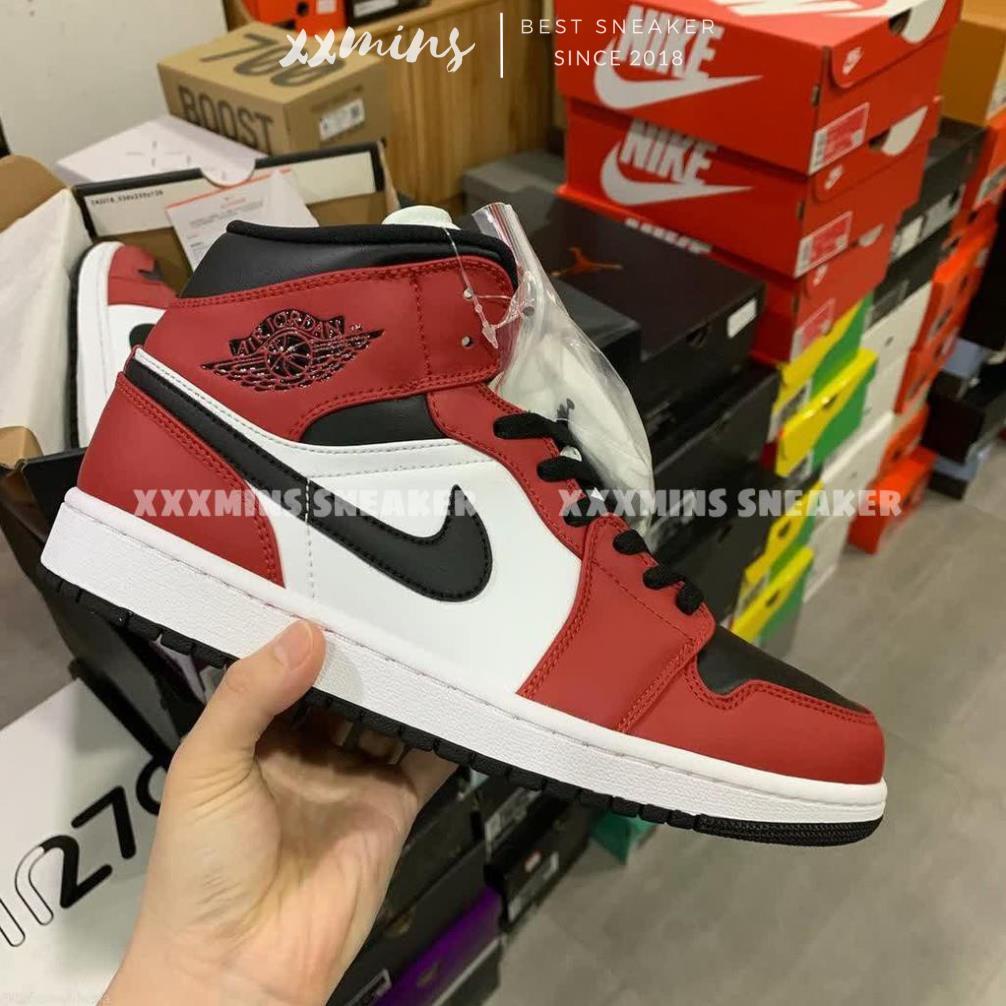 Giày Air Jordan 1 Retro Mid "Chicago Black Toe" (Best Quality)