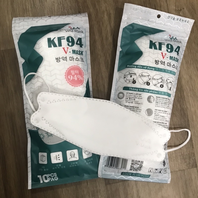 Khẩu trang Kf94 của Vinamask 10 chiếc chắn bụi virus hiệu quả an toàn chắc chắn