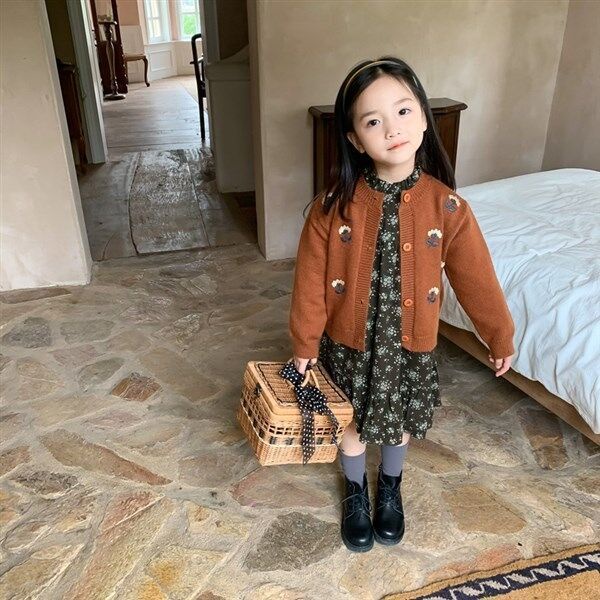 Đầm Công Chúa Phối Ren Hoa Phong Cách Hàn Quốc Thời Trang Xuân Thu 2022 Mới Cho Bé Gái