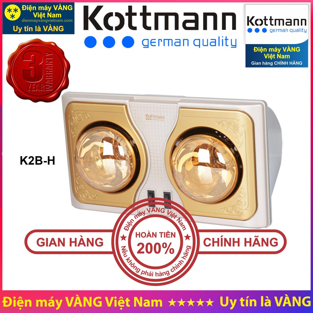 Đèn sưởi nhà tắm Kottmann K2B-H K3B-H K2B-Q K3B-Q K2B-HW-G K4B-G K9S K9R K4B-T - Hàng chính hãng