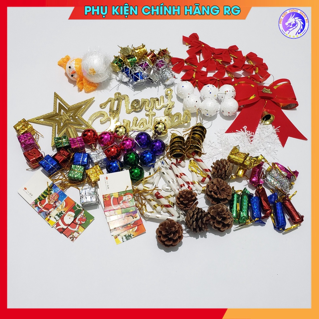 Bộ phụ kiện trang trí cây thông noel 128 món cực đẹp decor giáng sinh