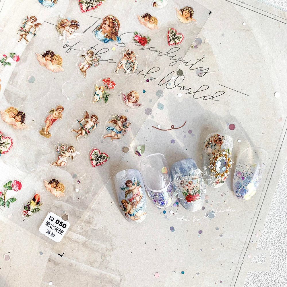 [Hàng mới về] Hình dán móng hoạ tiết thiên thần 5D trang trí móng đẹp mắt