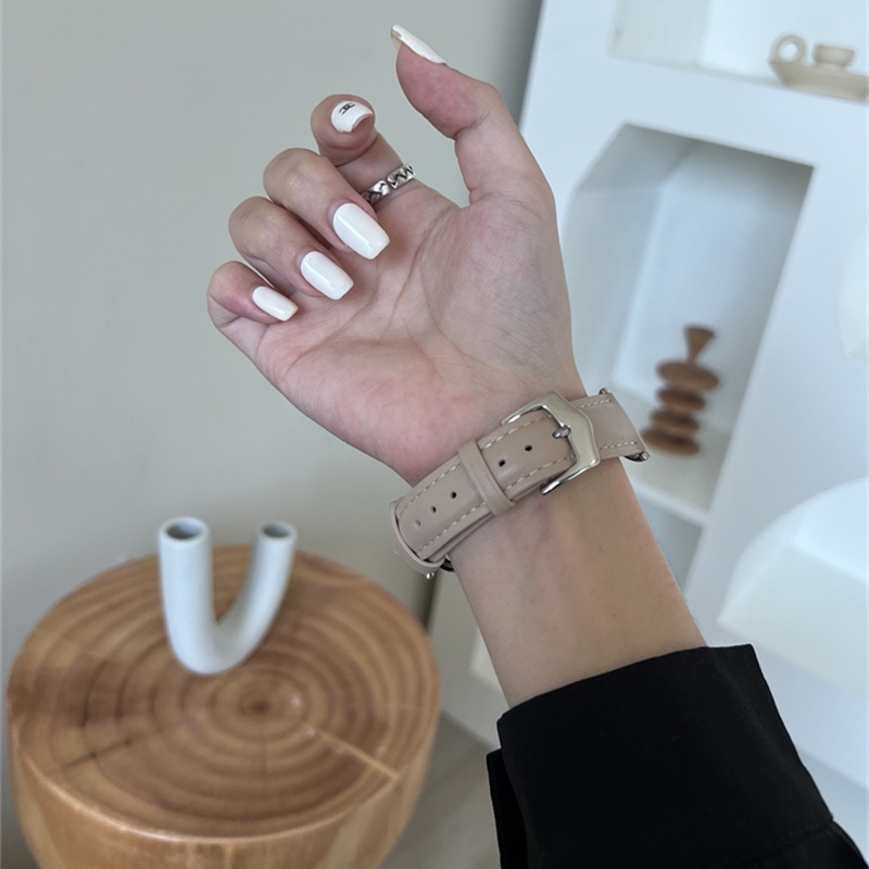 Dây Đeo Đồng Hồ Bằng Da Kim Loại Mỏng 10 Màu Tùy Chọn Cho iwatch 41mm 45mm 40mm 38mm 42mm 8 7 SE 6 5 4 3