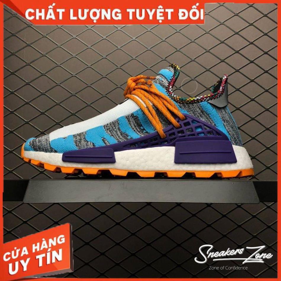 (FREE SHIP + HỘP + QUÀ) Giày thể thao NMD Human Race Solar HU MB3L3 M1L3L3 Xám xanh đế cam siêu đẹp cho nam và nữ