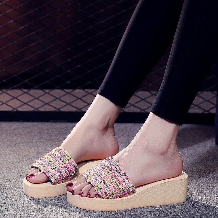 Giày Sandal Đế Xuồng Màu Cầu Vồng Thời Trang Mới