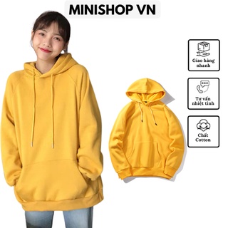 Áo hoodie nam nữ màu vàng trơn chất nỉ bông mềm mịn form rộng thoải mái phong cách thời trang Hàn Quốc