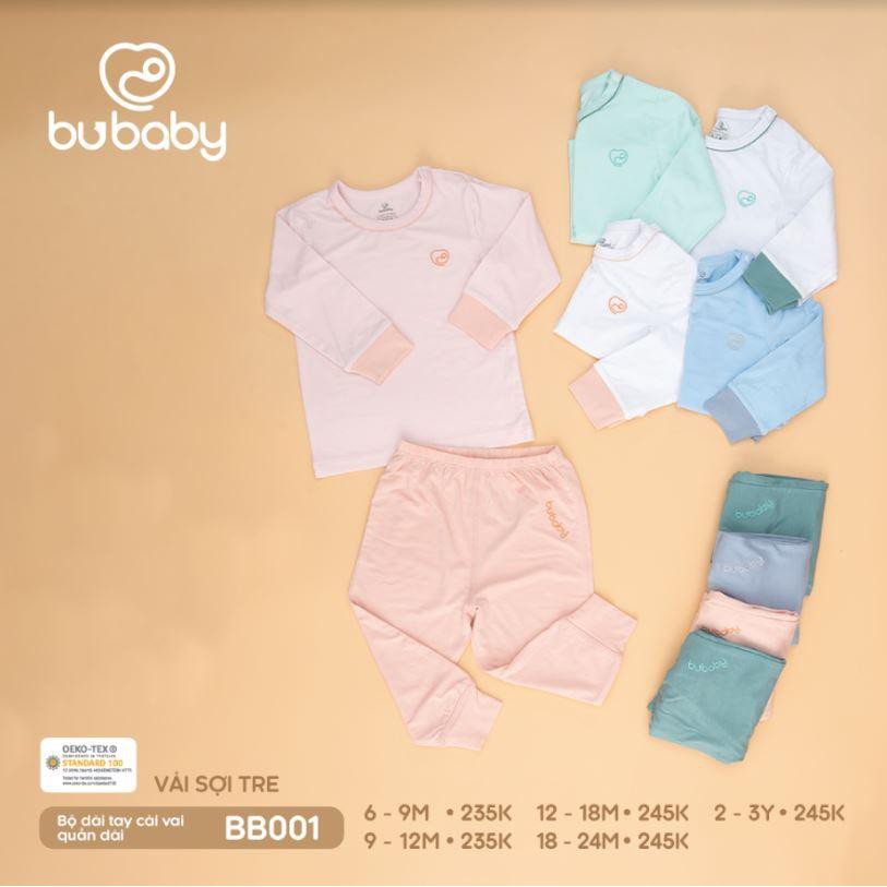 Bu - Bộ quần áo dài tay cài vai vải sợi tre (BB001) - Mầu trơn