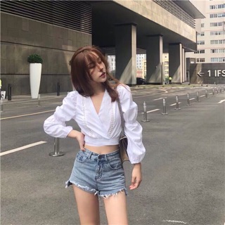 🔥Áo Kiểu Voan Cổ V Phối Ren