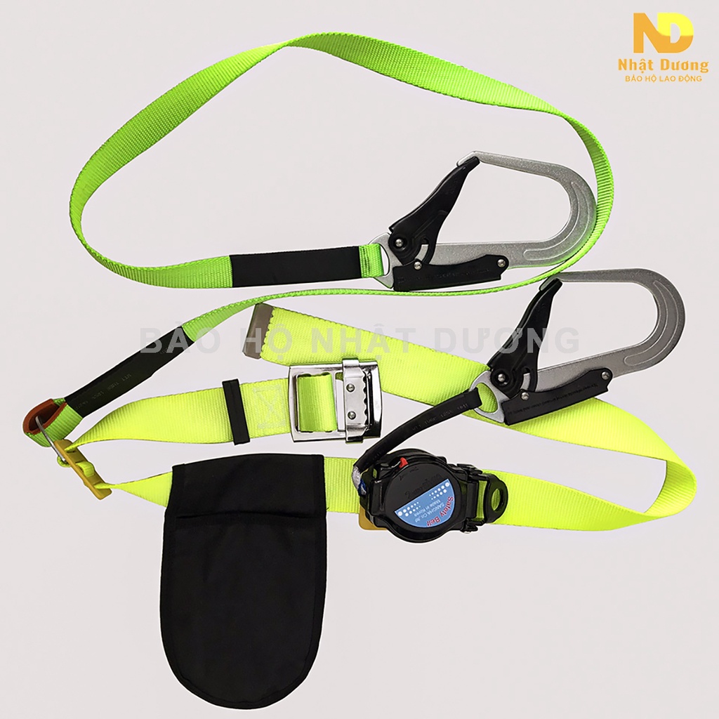 Dây bảo hộ lao động 2 móc thép thu rút tự động BR22, Dây đai an toàn Nhật Dương cao cấp