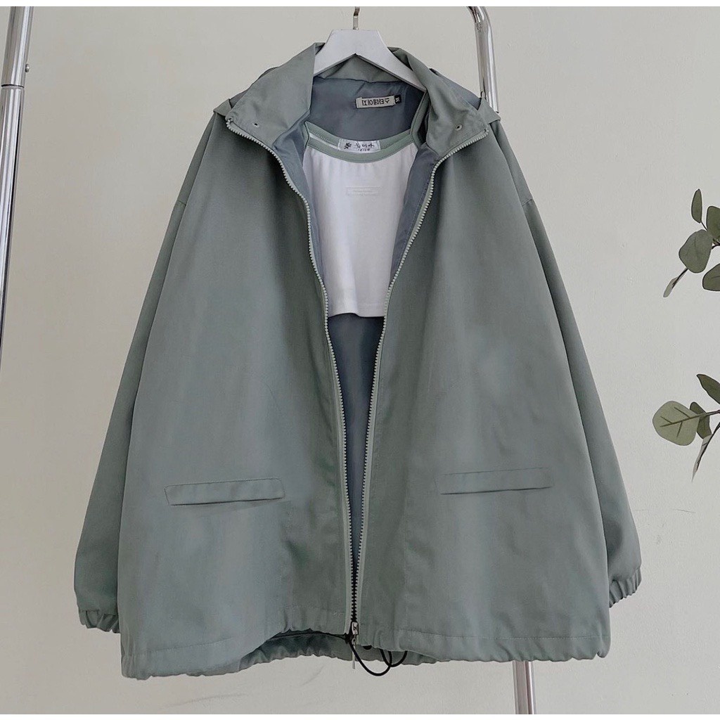 Áo Khoác Jacket Trơn Form Rộng Vải Dù 2 Lớp Unisex Nam Nữ Phong Cách Hàn Quốc Ảnh Thật Có Sẵn