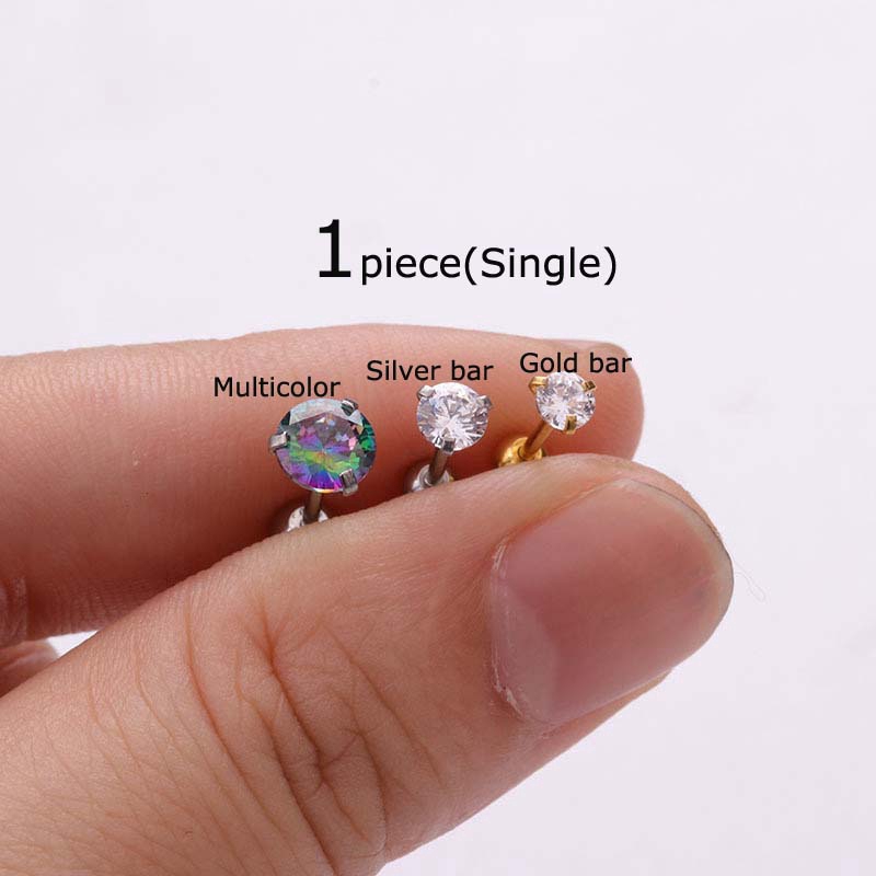 1 khuyên đá xỏ tai bằng thép không gỉ