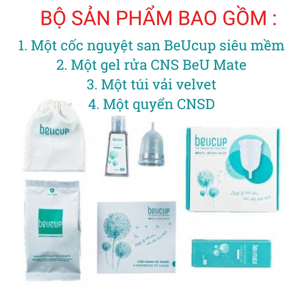 Cốc Nguyệt San Beucup Xudastore beucup Silicol Y Tế Wacker Đức chính hãng Siêu Mềm,Đạt Chuẩn FDA Hoa Kỳ