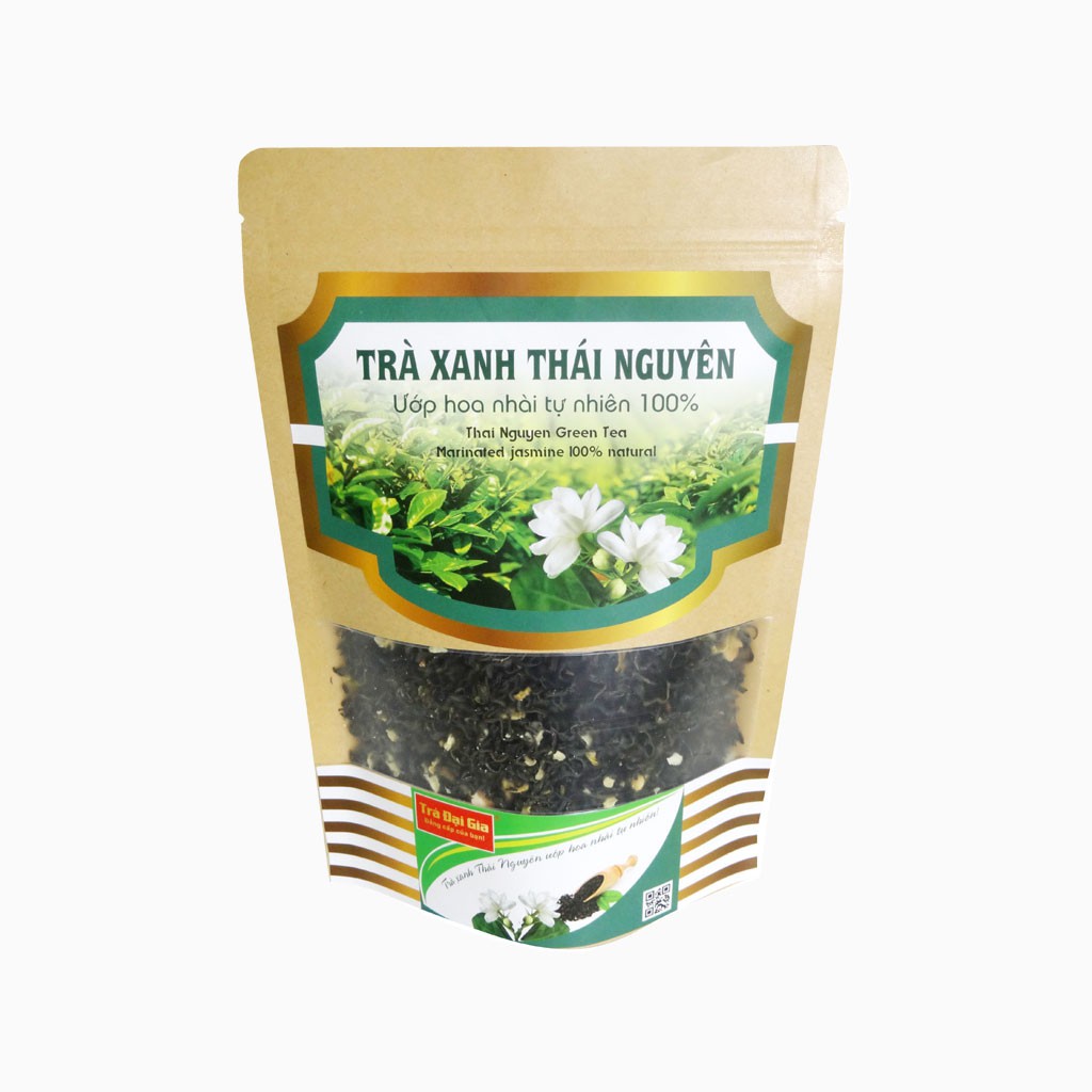 Trà Xanh Thái Nguyên Ướp Hoa Nhài Tự Nhiên Đại Gia 100g