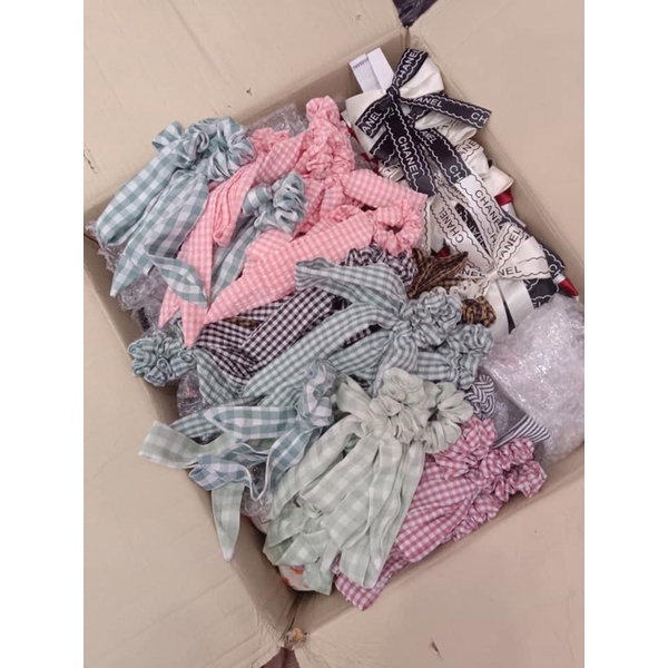 Dây cột tóc scrunchies thắt nơ dài xinh phong cách hàn quốc