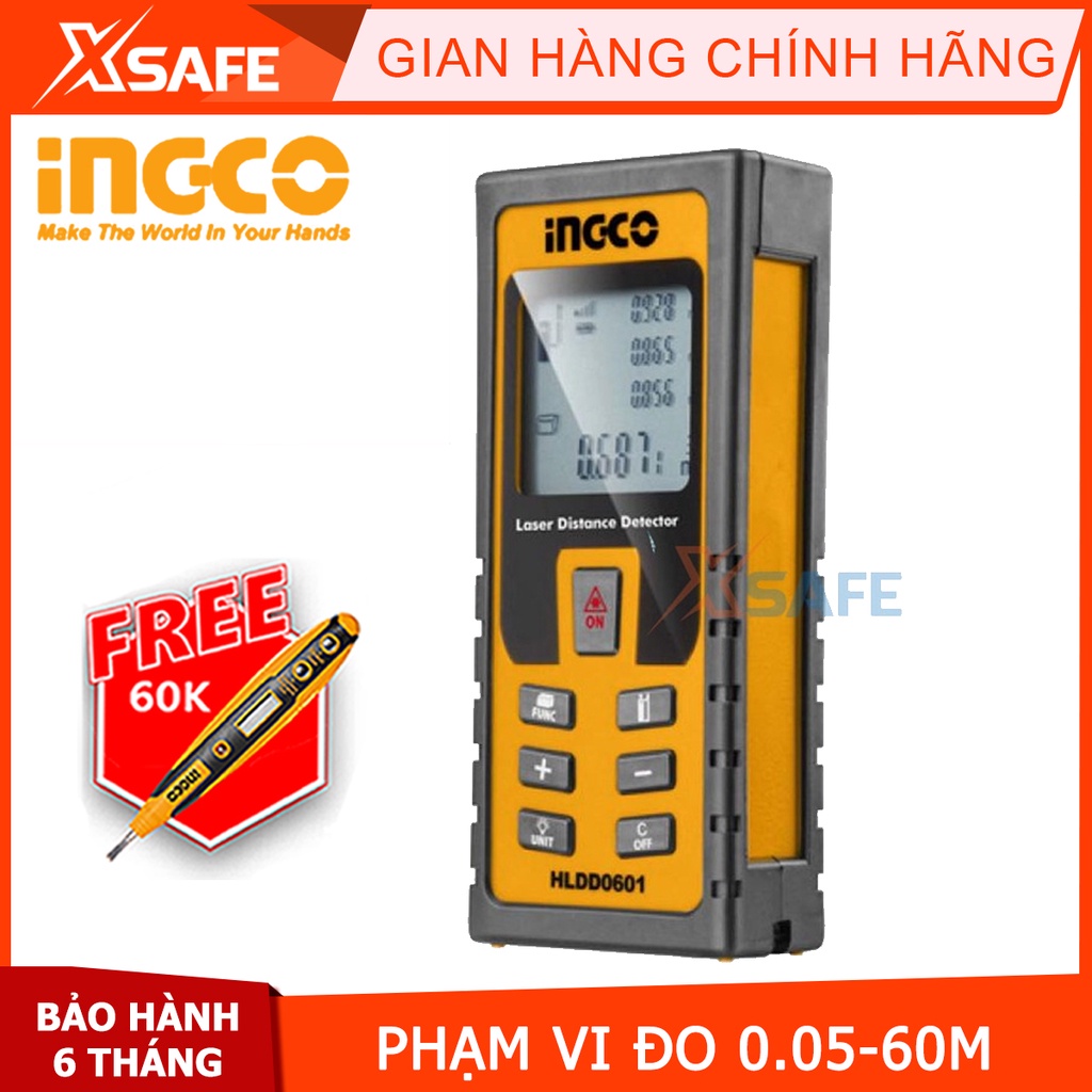 Máy đo khoảng cách tia laser HLDD0601 Dụng cụ đo chuẩn xác, phạm vi 0.05-60m, độ chính xác ±1.5mm, loại laser 635nm