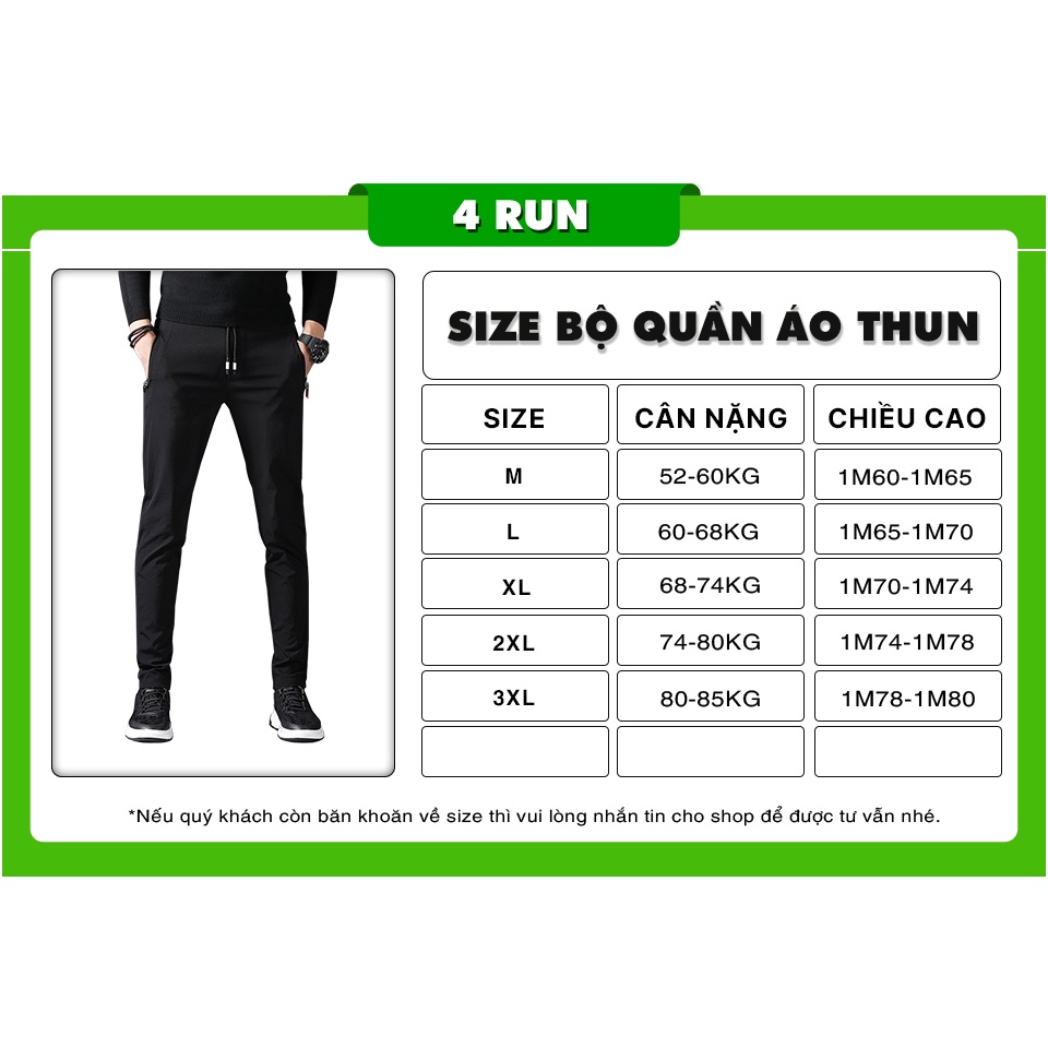 Quần thể thao nam 4RUN Quần jogger nam mã "TT78" kiểu thun trơn bó ống co giãn Hàn Quốc đẹp ống dài mùa đông