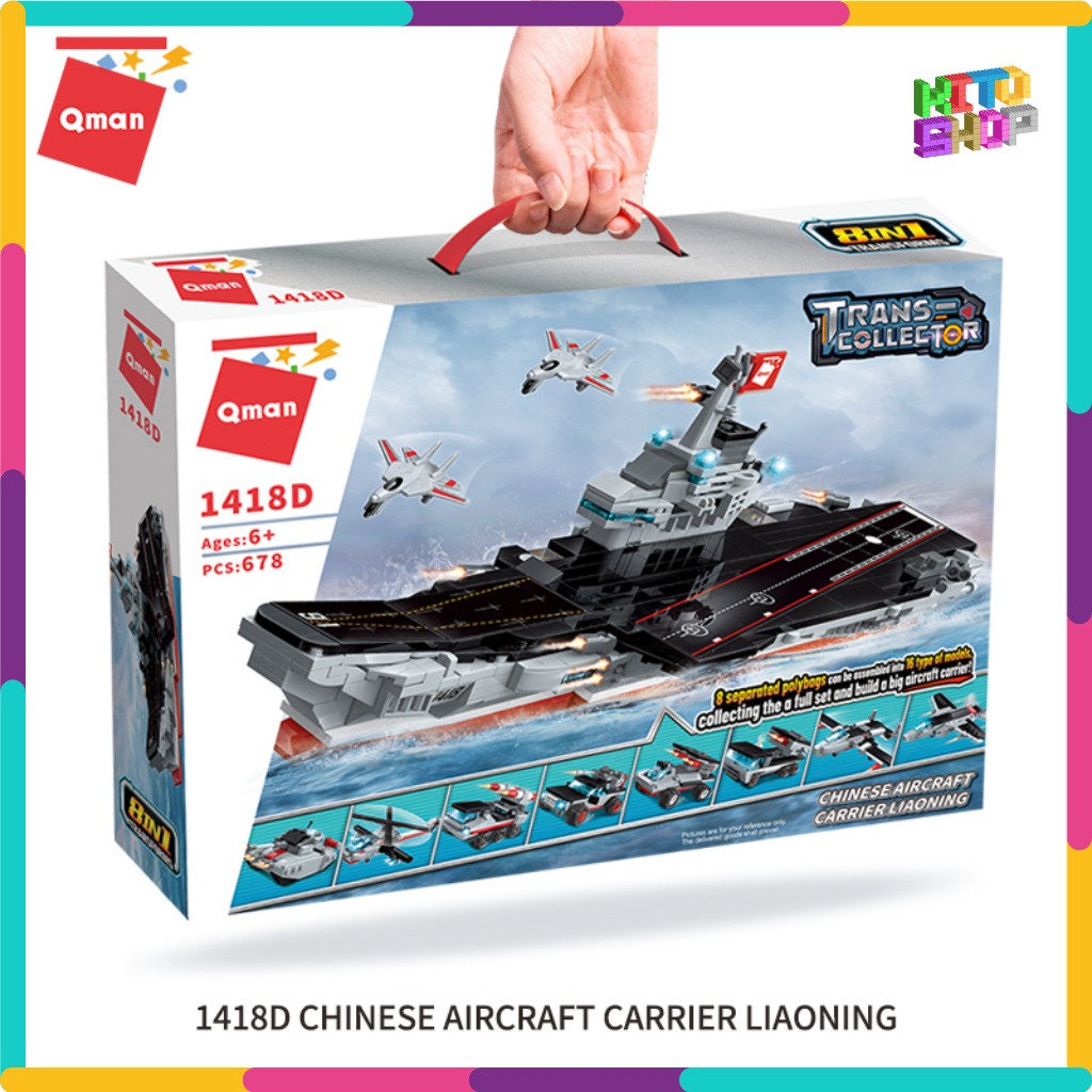 Bộ Đồ Chơi Xếp Hình Thông Minh Lego Qman 678 Mảnh: Tàu Sân Bay Liaoning 1418 Cho Trẻ Từ 6 Tuổi