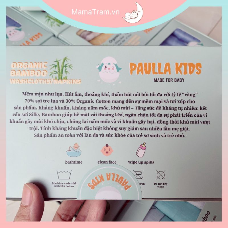 Khăn Sữa Sợi Tre PAULLA KIDS Không Xù Lông, An Toàn Cho Bé