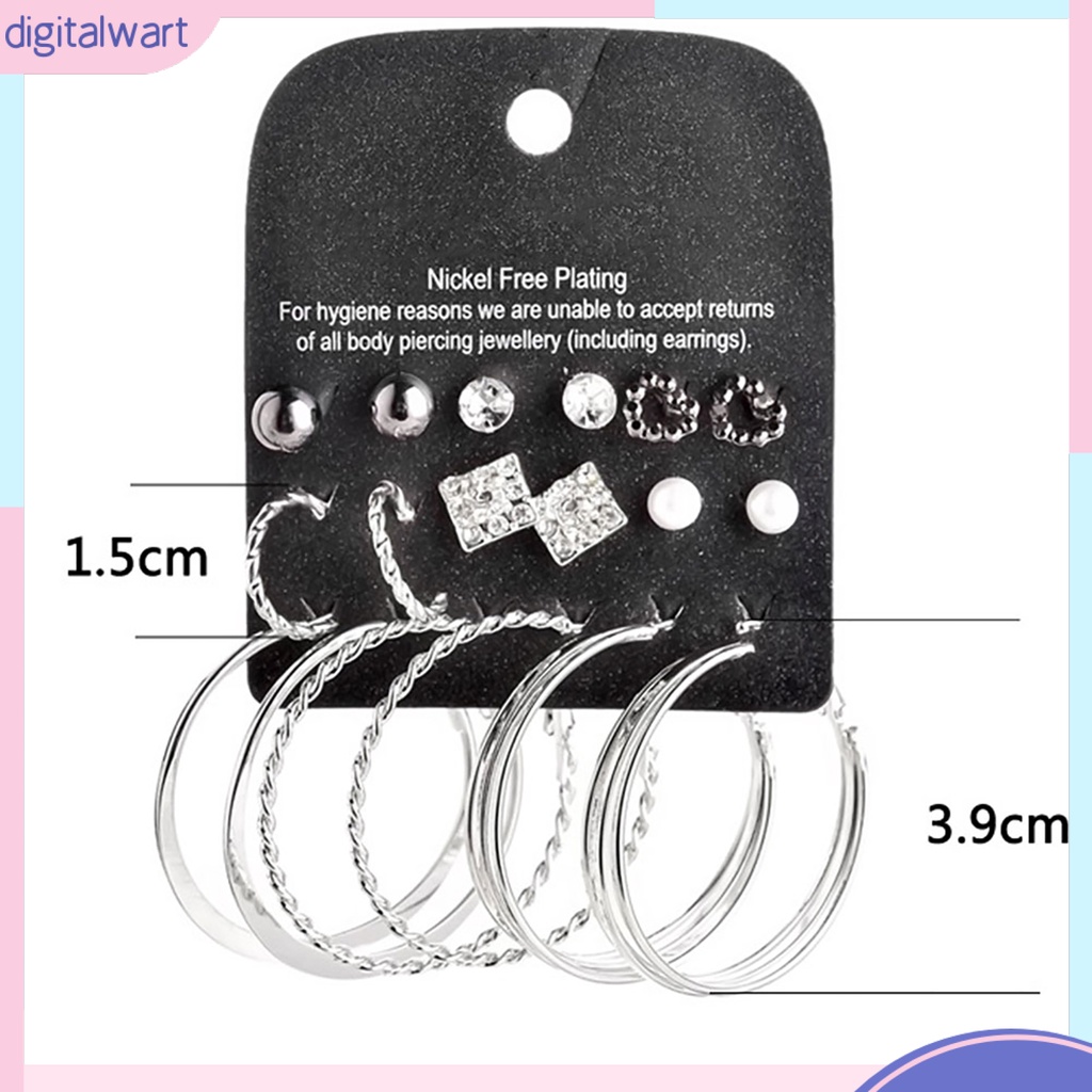 Set 9 Đôi Khuyên Tai Đính Đá Và Ngọc Trai Giả Thời Trang Thanh Lịch Dành Cho Nữ