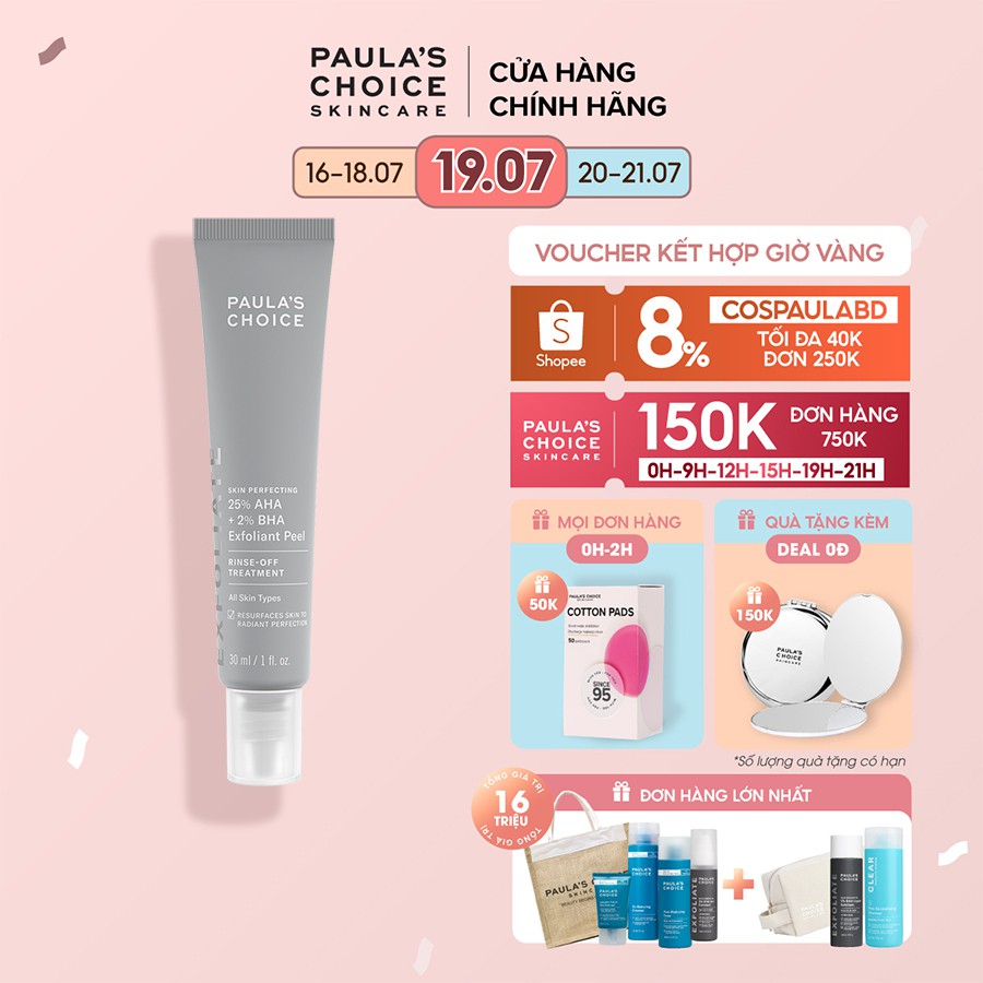 Tinh chất thay da sinh học, tái tạo tế bào mới Paula's Choice 25% AHA + 2% BHA Exfoliant Peel  30ml - 9560