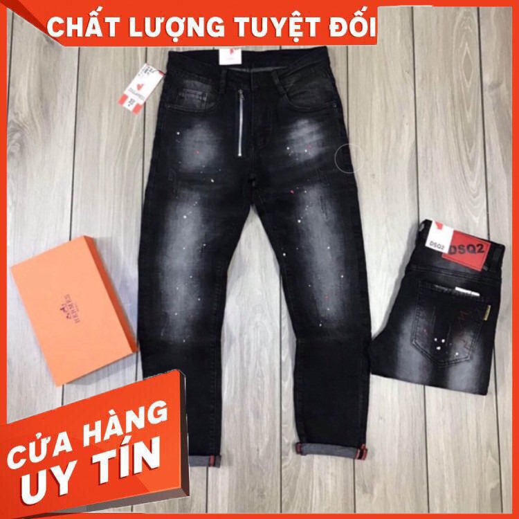 HÀNG NHẬP KHẨU -  Quần bò jean ( hàng SHOP) nam Vẩy Sơn, Khóa Lệch phong cách - Hàng Nhập Khẩu