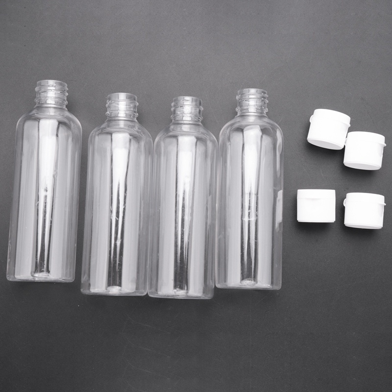 Bình Nhựa Trong Suốt Nắp Lật 4 x 100ml Chiết Mỹ Phẩm Đi Du Lịch