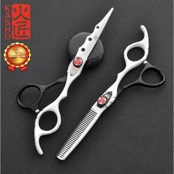 Bộ kéo cắt tóc kasho ha 03 đen (mua cặp tặng bao da, chỉnh kéo, lược toni guy)