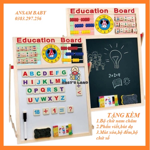 Bảng học ghép số và chữ có 2 mặt bằng nam châm, Bảng ghép nam châm thông minh, bé học chữ, học số, học viết