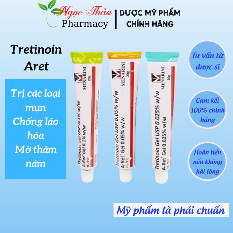 Tretinoin Gel USP, Tretinoin Ấn Độ 0.025% - 0.05% - 0.1% Mờ Thâm, Mụn