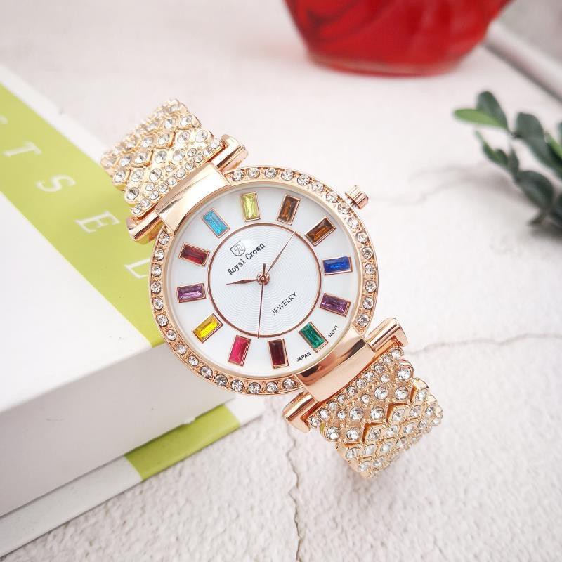 [TẶNG TAI NGHE BLUETOOTH] Đồng hồ nữ ROY.A.L CRO.WN mặt đá thiết kế với những viên kim cương sang trọng