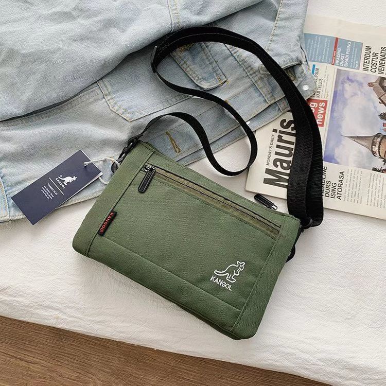 Túi đeo chéo thêu logo Kangol thời trang đơn giản cho nam