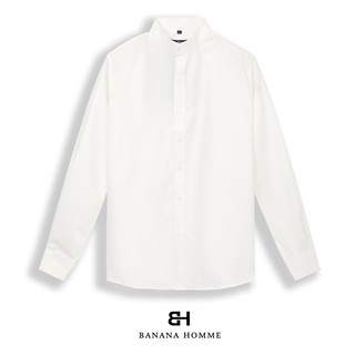 Áo sơ mi nam dài tay banana homme cổ tàu, vải lụa cao cấp 2021