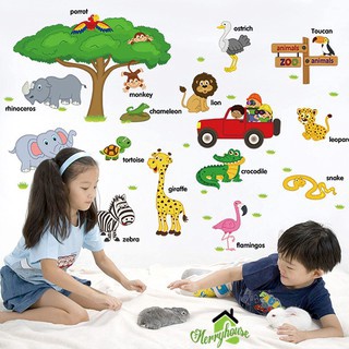 Decal dán tường Thú Tiếng Anh