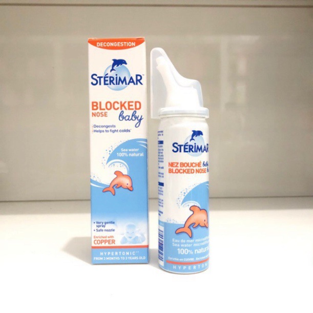 Dung Dịch Nước Muối Biển Xịt Mũi Giúp Làm Sạch, Giảm Nghẹt Mũi Cho Trẻ Em Sterimar 50ml - Date mới