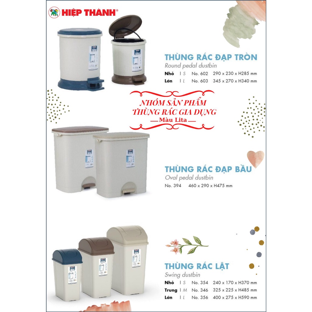 Thùng Rác Lật Nắp Trung Lita Nhựa Hiệp Thành- Đẹp Gọn, Hiện Đại, Tiện Lợi
