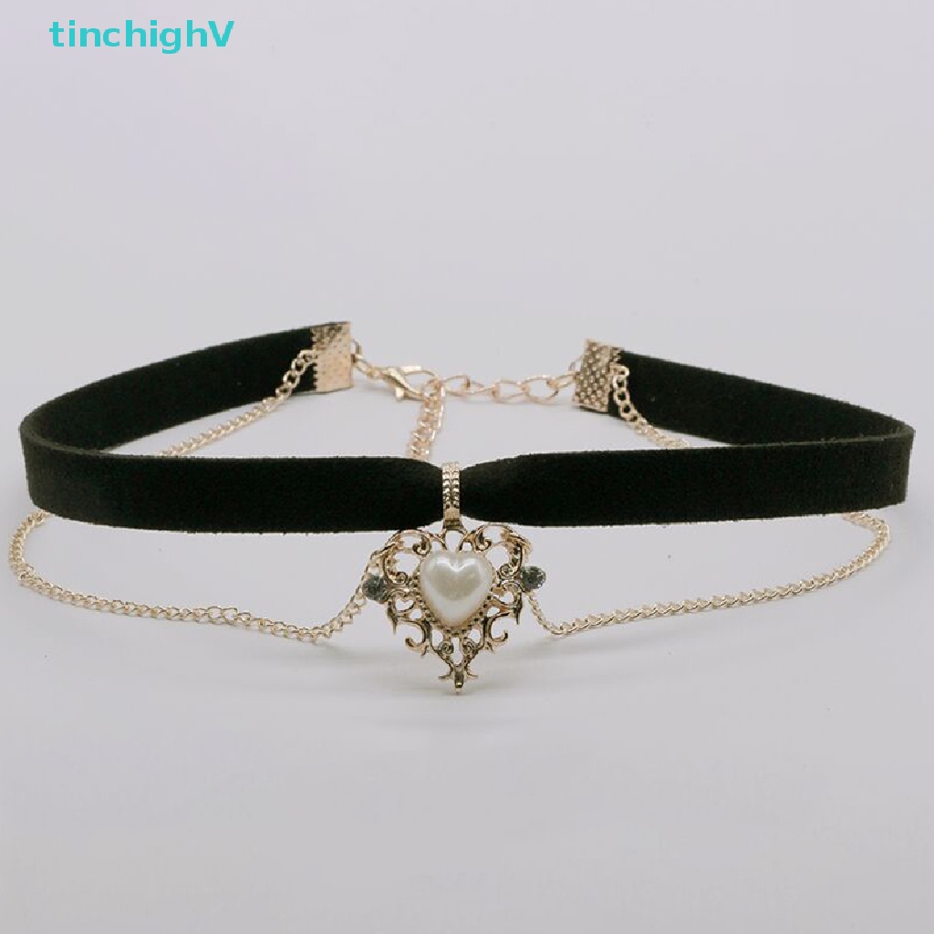 [TinchighV] Vòng Cổ Choker Nhung Đen Mặt Hình Trái Tim Cổ Điển Quà Tặng Cho Nữ [Mới]