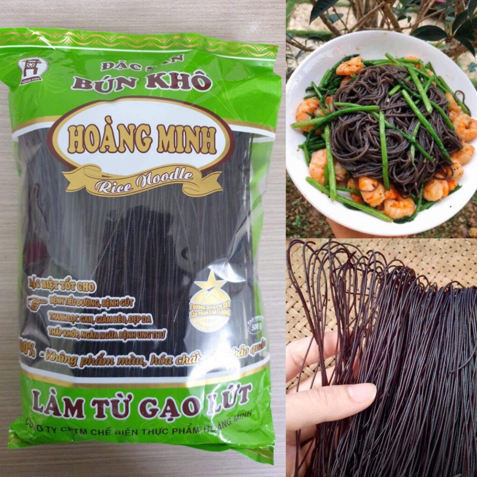 500g Bún gạo lứt đen giảm cân giữ dáng  Eatclean Hoàng Minh đảm bảo ATVSTP