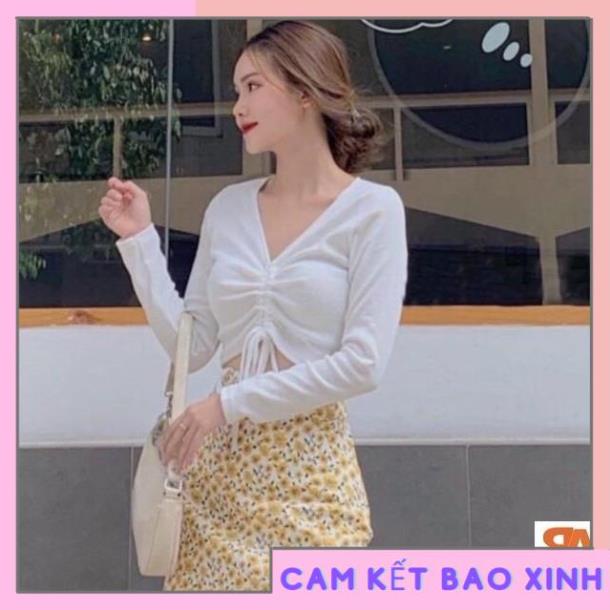 [Rẻ Vô Địch] Áo croptop rút dây ngực tay dài sexy [Hàng Đẹp]