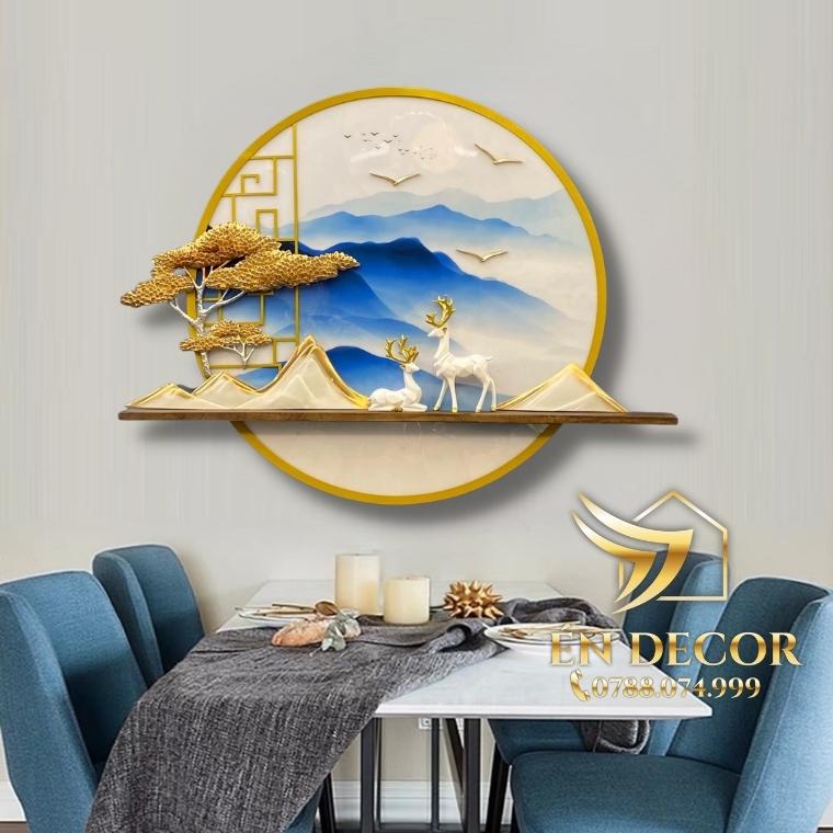 Tranh Phong Cảnh Treo Tường Đôi Hươu Nghệ Thuật, Tranh Sắt, Tranh Treo Tường Én Decor