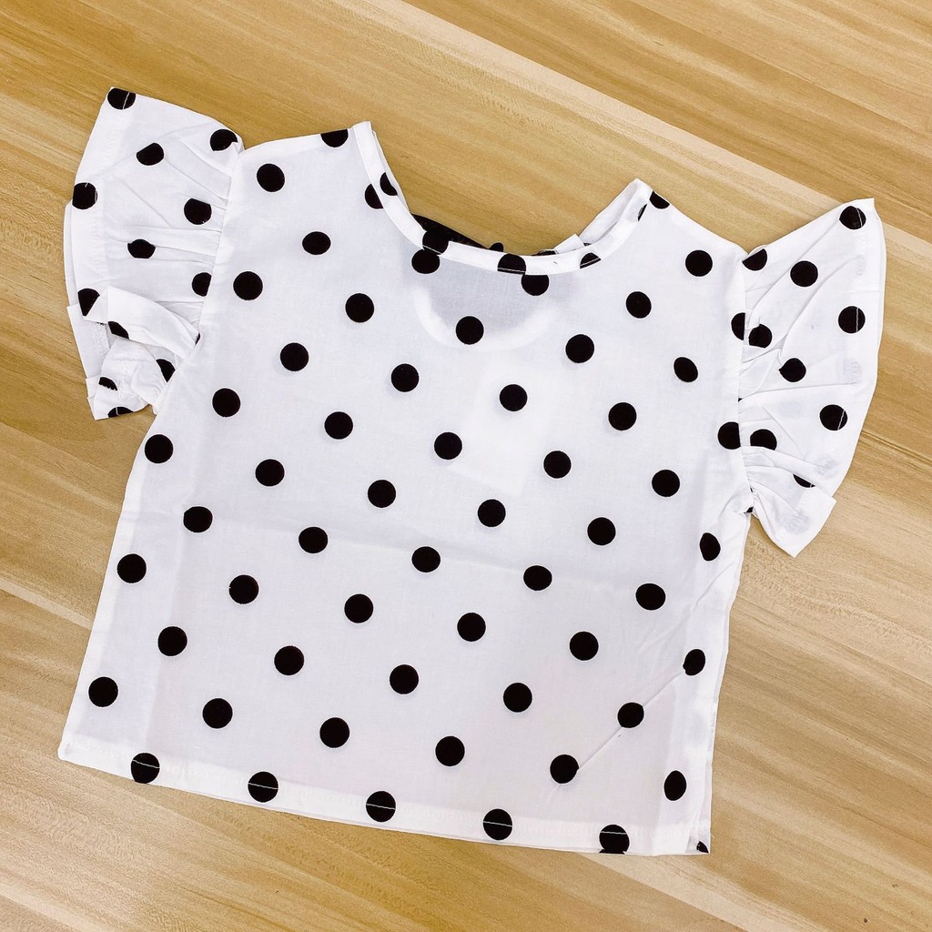 Set Áo Tay Bèo Chấm Bi, Quần Đùi Jean cho bé gái SEKA KIDS 2102.06