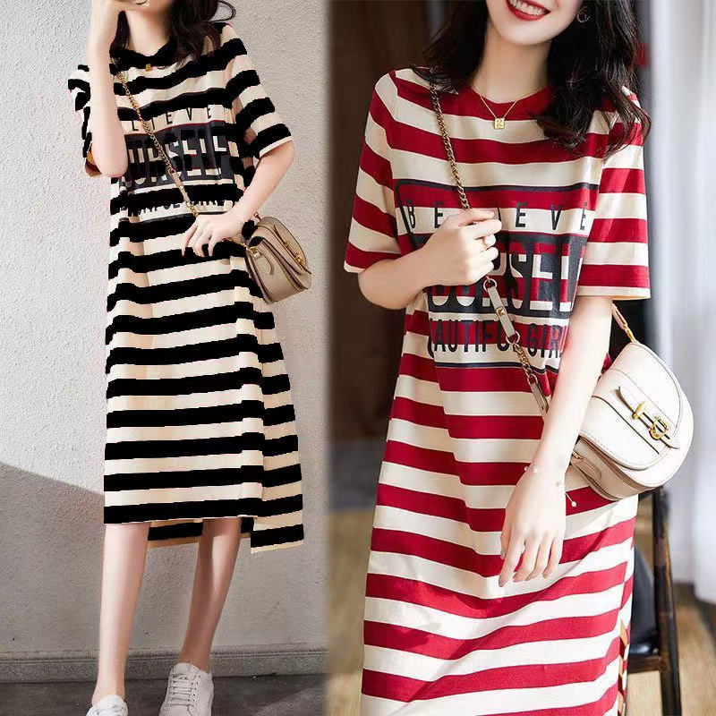 WANG JIAO ZHAN Women's Korean fashion simple mid-length dress