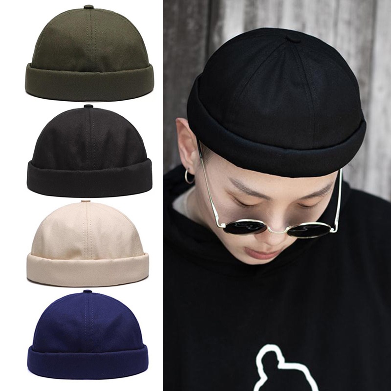 Mũ Miki Thuỷ Thủ Jengiang trơn phong cách retro - Nón tròn nam nữ cotton kiểu dáng đơn giản