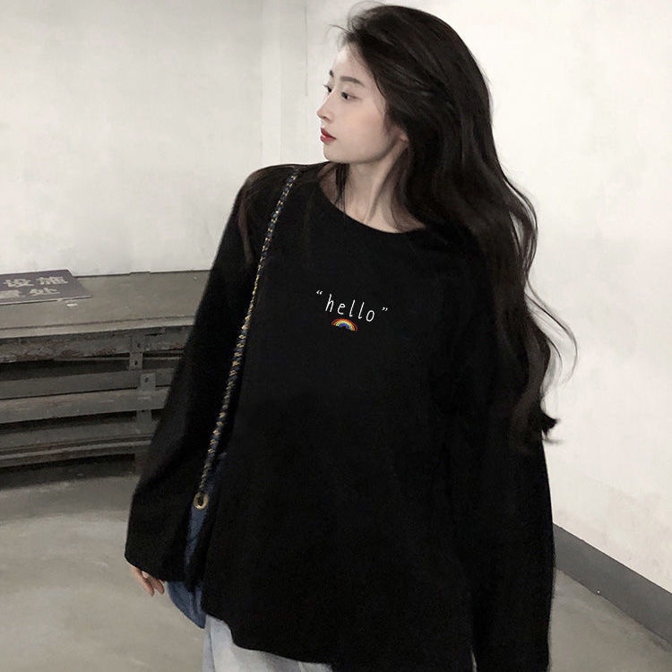 Áo Thun Cotton Tay Dài Dáng Rộng Plus Size Thời Trang Mới 200Kg Cho Nữ 2022