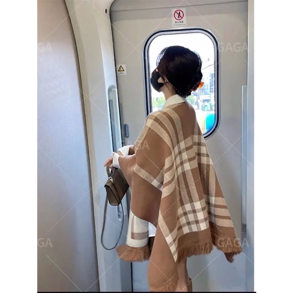 Áo Choàng Mùa Đông Màu Kẻ Nâu Mới Hàng sẵn ảnh thật cuối trang