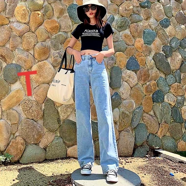 Quần JEANS ỐNG RỘNG ĐÈ GẤU Tr&amp;Đ