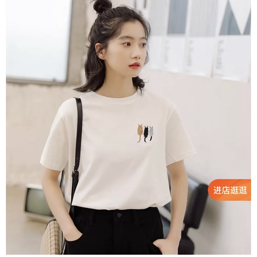 Áo thun cộc tay in hình mèo con (Cute Cat)
