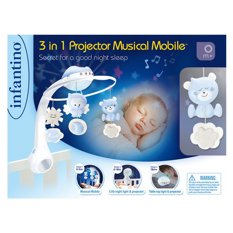 Đèn ngủ treo cũi 3 trong 1 Infantino 3 In 1 Projector Musical Mobile
