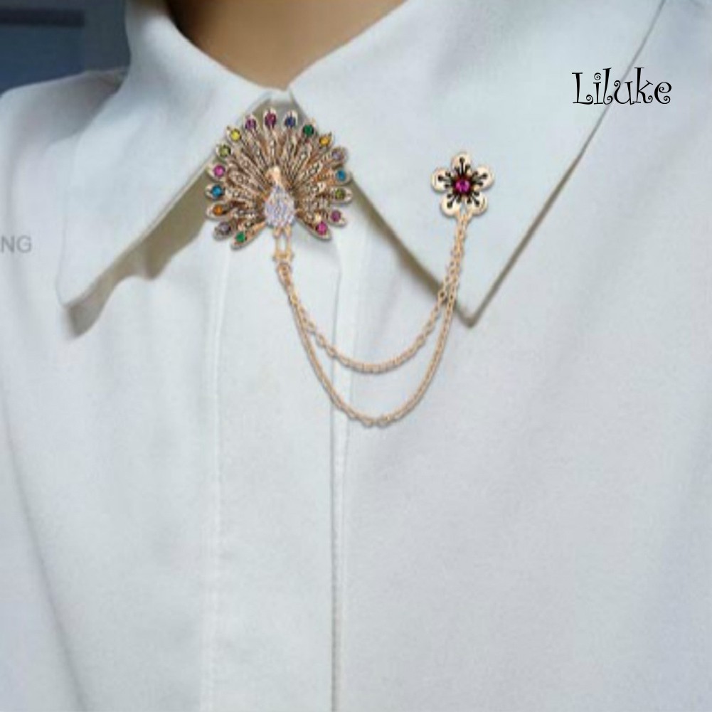 Ghim Cài Áo Hình Bông Hoa Và Chim Công Đính Đá Nhân Tạo Thời Trang