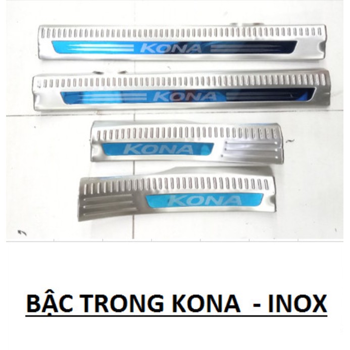 Ốp Bậc Cửa, Nẹp Bước Chân Trong Huyndai Kona  Chất Liệu Inox Cao Cấp